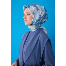 Belli Saf İpek Eşarp 4100d Twill İpek Mavi