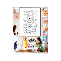 Mega Boyama Sayılarla Kediler Boyama 25x35 Kanvas Tuval Akrilik Çocuk Hobi, Etkinlik Seti