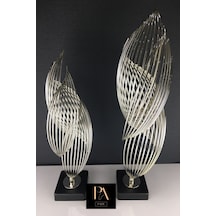 Gümüş H 2'li Ofis Metal Aksesuar Biblo Ev Salon Dekorasyon Obje