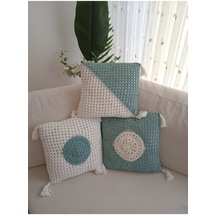 El Örgüsü 3 Adet Kırlent Yastık Kılıfı Koton Pamuk Ip 38 40cm