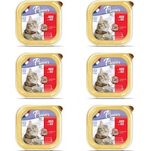 Plaisir Biftek Sığır Etli Pate Kısırlaştırılmış Ve Yetişkin Kedi Yaş Maması 6 x 100 G