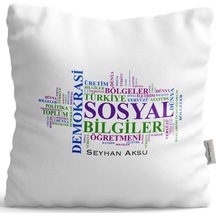 Kişiye Özel Sosyal Bilgiler Öğretmeni Saten Yastık - 1