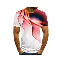 Pembe Yeni Yaz Erkek Moda Tişört Kişilik Renk Yıldırım Baskılı Erkek Tişört Üst Pembe