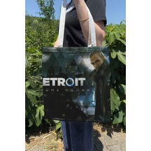 Zipzap Detroit Become Human V1 Çift Taraflı Kanvas Baskı Bez Çanta Bilgisayar Oyun Video Oyunu
