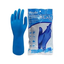 Beybi Lale Plus Mavi Gıdaya Uygun Pamuk Astarlı Kauçuk Eldiven No: 10 Beden : Xl 10 Çift - 1 Paket