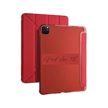 Apple Uyumlu iPad Air 13 İnç M2 Çipli Kalem Bölmeli Akıllı Trifolding Tablet Kılıfı Kapaklı Kılıf