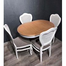 Masifart  100 cm Oval Açılır Baba Ayak Masa + 4 Sandalye Takımı
