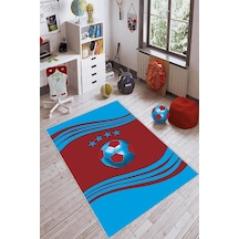 Bordo Ve Mavi Kaymaz Tabanlı Yıkanır Taraftar Halısı Vh053n11 Bordo - Mavi