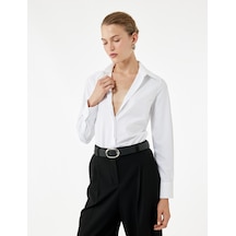 Koton Regular Fit Klasik Yaka Uzun Kollu Poplin Gömlek Kırık Beyaz 6wak60095uw Ekru