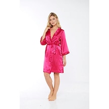 Sistina Fuşya - 579 - İpek Saten Sabahlık - 14007 - - Concepta - Beden Xl