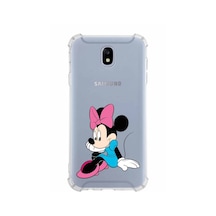 Samsung Galaxy Uyumlu J7 Pro Köşe Korumalı Antişok Kapak Minnie Mouse Tasarımlı Şeffaf Kılıf