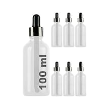 Tr 100 Ml Metal Kapaklı Damlalık Dropper Şişesi Serum 100 Cc Cam Şişe 6 Adet Siyah Kapak, Şeffaf Diğer