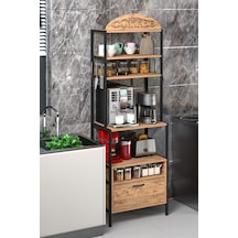 Metal Kahve Köşesi Ve Mutfak Düzenleyici Stand 196 Cm Ahşap - Siyah