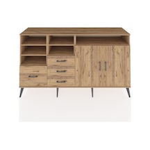 Kronos Konsol 7 Raflı 4 Çekmeceli 2 Kapaklı 176x59x99 Çam-çam Çam-çam