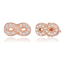 Emılıano Jewellery Silver 925 Ayar Taşlı Sonsuzluk Küpe Gold - Gümüş