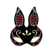 Siyah Renk Kırmızı Gold Simli Siyah Süet Kaplama Tşan Maskesi 18x16 Cm