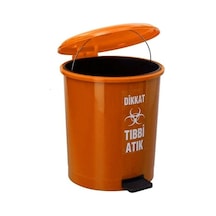 Safell Pedallı Tıbbi Atık Çöp Kovası 40 Litre İç Kovalı Turuncu