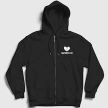 Presmono Unisex Broken Heart Xxxtentacion Fermuarlı Kapüşonlu Sweatshirt Siyah