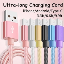 Süper Uzun 1M/2M/3M Hızlı Usb Şarj Kablosu 3 M For Android Gümüş