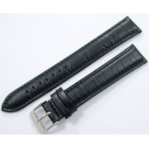 Bizon Deri Saat Kayışı 18Mm Xl Uzun Siyah Krokodil Baskılı Kalite