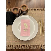 Gold Yaldızlı Pembe Palmiye Peçete 16 Adet