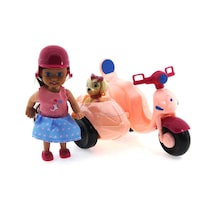 Cute Doll Mini Bebek Ve Köpekli Pembe    Motorsiklet