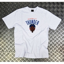 Stoned&Fame Unisex Beyaz Oklahoma Cıty Thunder Baskılı T-shirt Beyaz