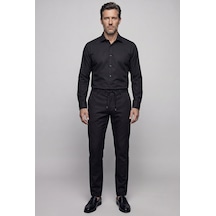 Bisse Siyah Regular Fit Pamuk Cepsiz Klasik Uzun Yaka Gömlek Gmkls252106 D99
