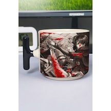 Levi Ackerman Anime Baskılı Seramik Lüks Kupa 1 Adet T Şeklinde Özel Siyah Kulp Dalga Kulp V3t Çok Renkli