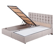 Venedik İkili Set, Venedik Çift Kişilik Baza Başlık Seti Krem 180 x 200