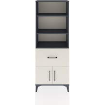 Arges Dolap 3 Raflı Tek Çekmeceli 2 Kapaklı 60x30x163 Antrasit-aytaşı Antrasit