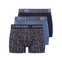 U.S. Polo Assn. Erkek Indigo-Lacivert-Baskılı 3 Lü Boxer-Indigo-Lacivert-Baskılı