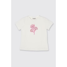 Panço Liberty Kumaş Yakası Detaylı Kız Çocuk Tişört 5611gk05004 Krem