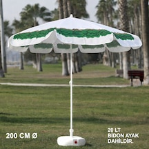 Yaprak Desenli Plaj Şemsiyesi 200 Cm Ø Bidon Ayak Dahil Yaprak Desenli