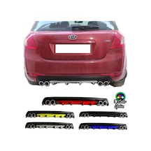 Kia Ceed Uyumlu Yuvarlak Egzozlu Kırmızı Difüzör Difizör Çiftli Egzoz Görünüm Arka Ek
