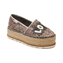 Espadrilles J.love Simli Love Yazı İle Detaylı Hasır Tabanlı Dolgu Topuklu Kadın Ayakkabı Renk