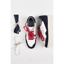 Krahe Artemis Erkek Hakiki Deri Eskitme El Boyamalı Bağcık Ve Iki Yedek Bağcıklı Beyaz-Laci Sneakers 001