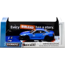 Tarmac Works 1:64 Vertex Nissan Silvia S15 10th Anniversary Diecast Model Araba Mavi