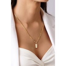 14 Ayar Altın Külçeli Küp Zincir Kolye Sarı Altın