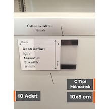 10 Ad Mıknatıslı C Tipi 8x10 Cm Depo Ürün Etiketlik Şeffaf Magnet