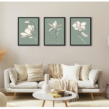 Modern Line Art Çiçekler Üçlü Çerçeveli Mdf Tablo Seti-174297
