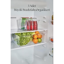 3 Lü Buzdolabı Organizeri & Buzdolabı Düzenleyici 6 Lt Şeffaf