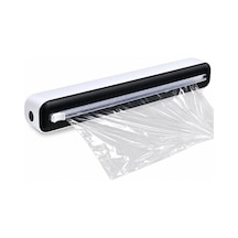 Streç Film Ve Folyo Kesme Aparatı - Duvara Monte Ve Tezgah Üstü Kullanım - Entegre Kesicili Mutfak Dispenseri - Manyetik Sabitleme - 35 X 8 Cm - Siyah Beyaz Çok Renkli