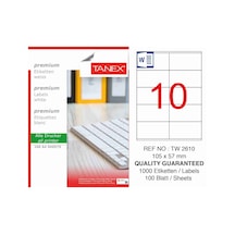 Tanex Printer Lazer Yazıcı Etiketi Tw-2610 105X57