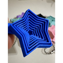 3d Baskı Yıldız Fidget Anahtarlık - Hareketli Stres Oyuncağı Ve Çanta Aksesuarı-mavi