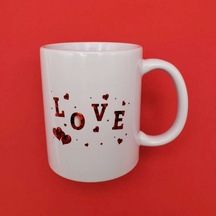 Şık Love Tasarım Kupa Bardak 8x10 Cm Seramik
