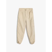 Koton Jogger Kargo Cepli Pantolon Düğmeli Bol Kalıp Bej 5wkg40019aw Ekru