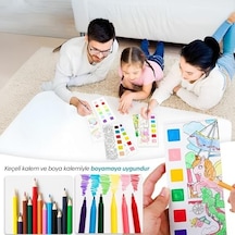 Animokids Renk Paletli Sulu Boya Kitabı + Fırça, 12 Sayfa Boyama Kitabı, Aktivite Boyama Seti, Çocuklar İçin Yeni Nesil Sulu Boya Defteri Deniz Kızı