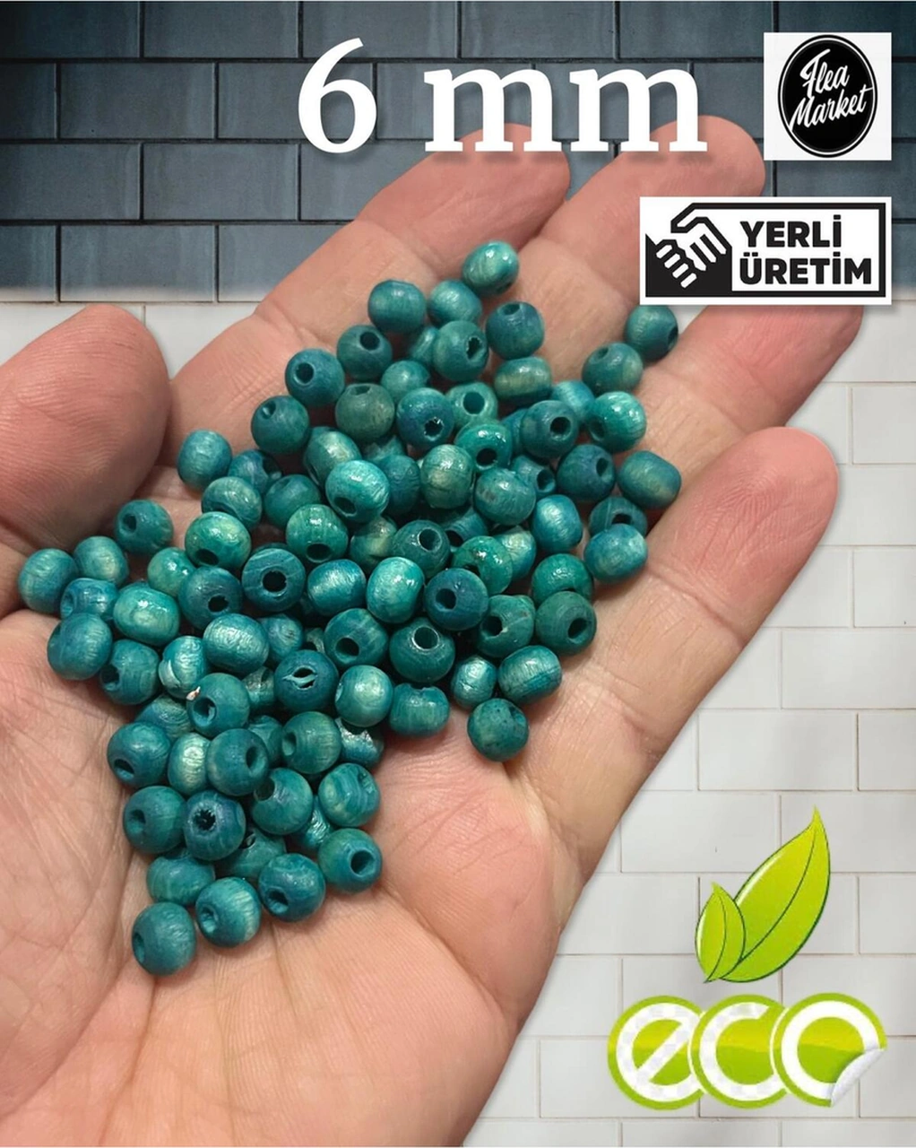 Ahşap Boncuk 6 Mm 80 Gr 720 Adet Turkuaz