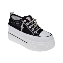 Guja İçten Dolgulu Keten Kadın Spor Ayakkabı Gj-34510 Siyah-siyah Siyah